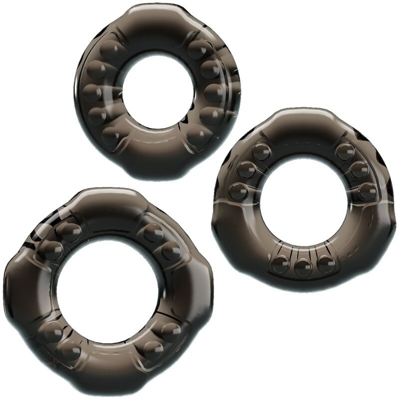Набор эрекционных колец "Cock Rings" черные, 3шт 