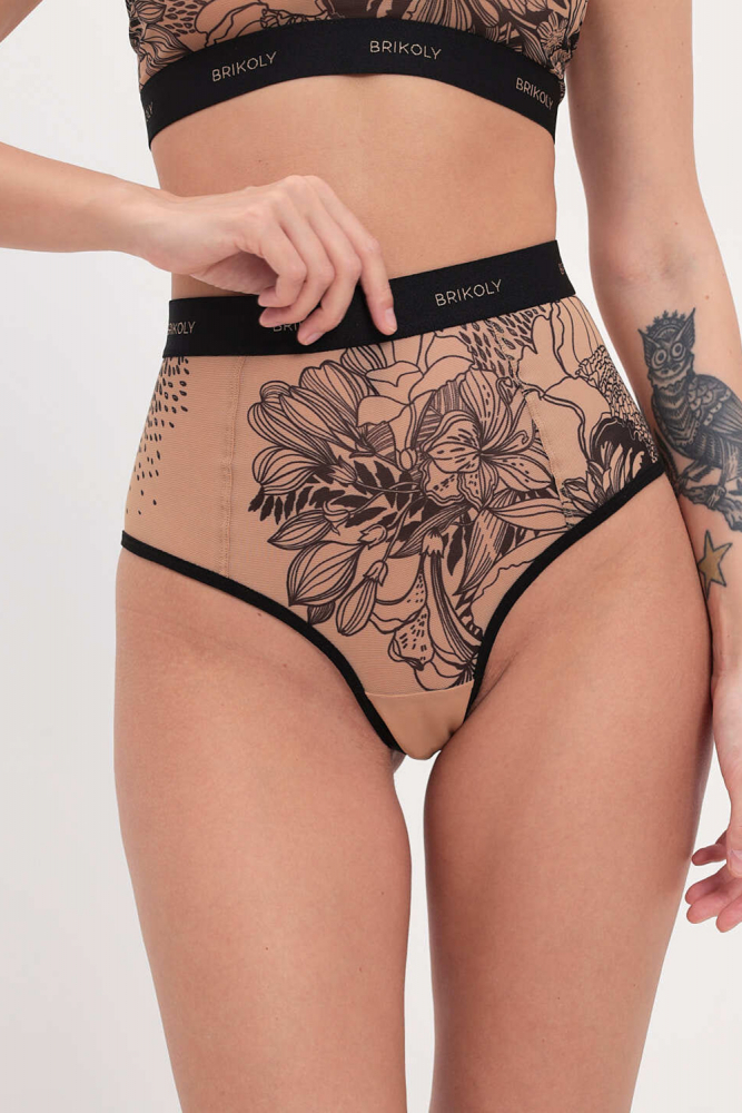 Трусики-бразилиана "Brikoly Астра" микросетка с эффектом тату, M 