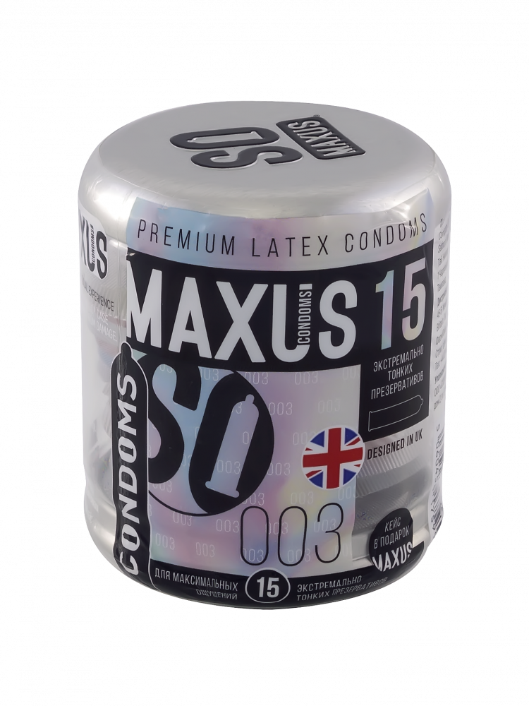 Презервативы экстра тонкие "Maxus 003" в жестяном футляре, 15шт 